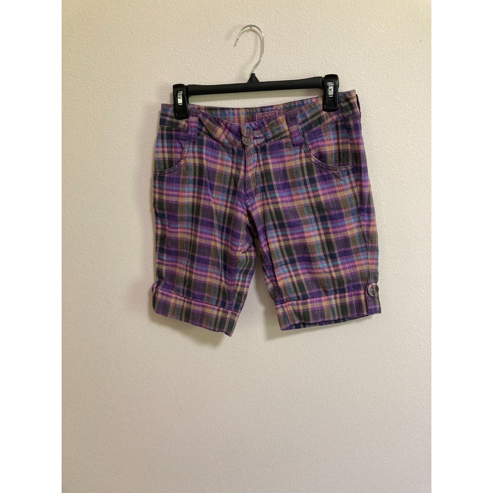 Ashley by 26 International Purple Plaid Shorts Size 3 Women Pockets